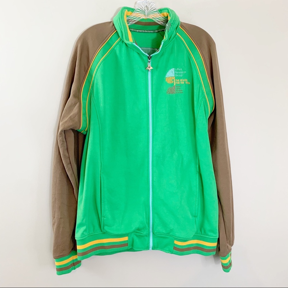 Lrg Kelly Green/Brown Zip-Up Track Hooded Jacket